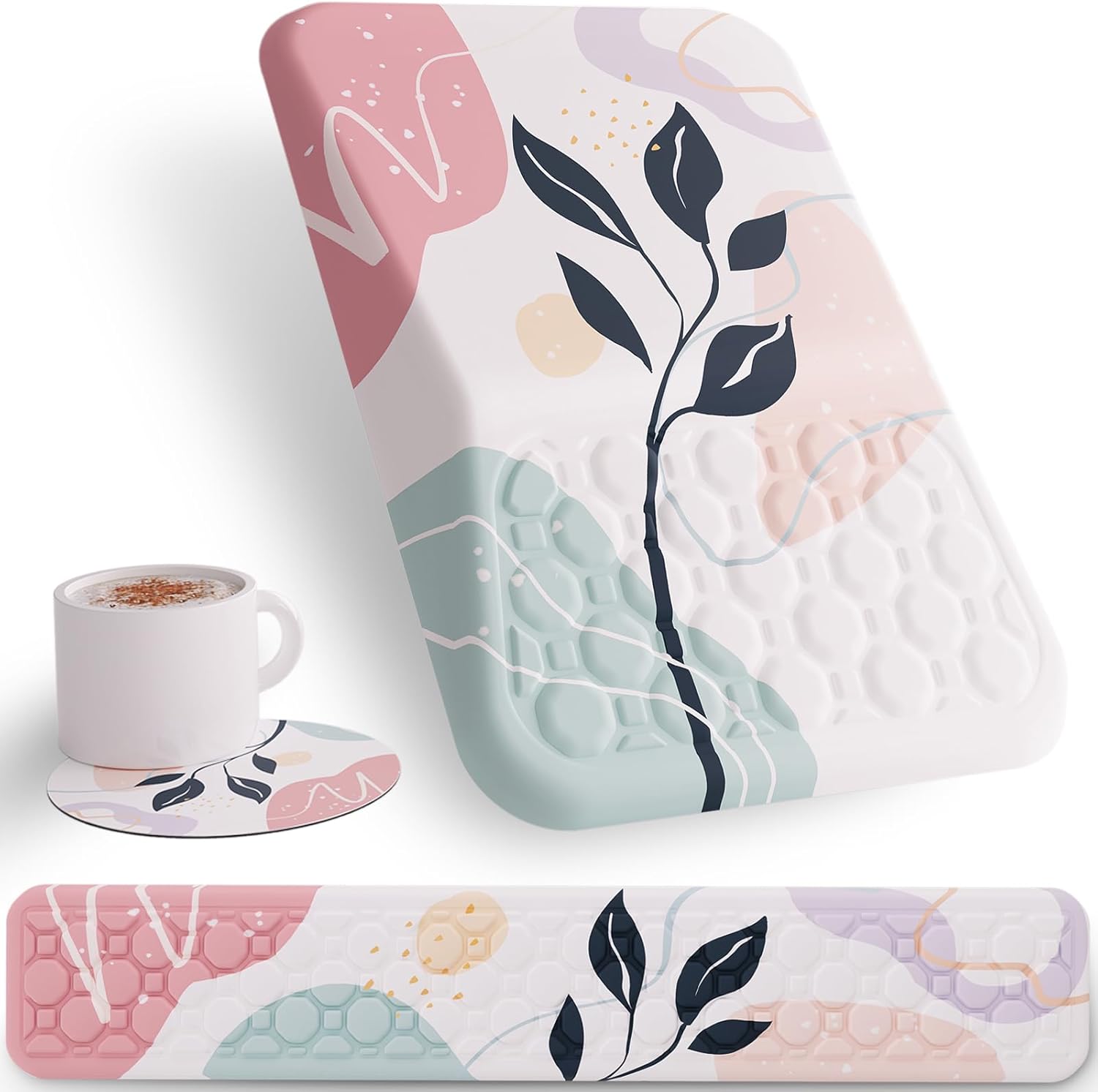 Ergonomic Pink Mouse & Keyboard Wrist Rest Set