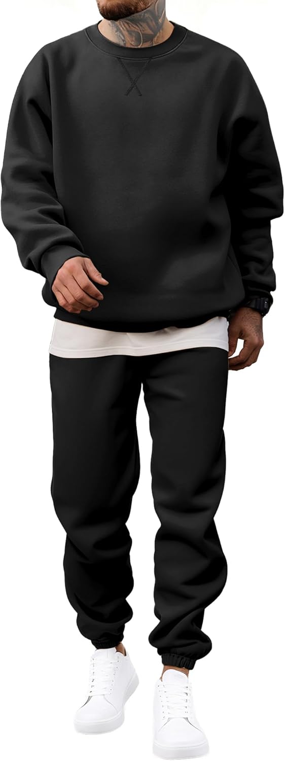 JMIERR Men's 2 Piece Outfits Crew Neck Sweatshirt Tracksuit Set