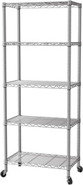 SINGAYE 5-Shelf Wire Storage Organizer - Narrow Rolling Rack