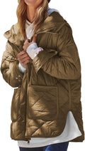 Dyexces Womens Quilted Puffer Jacket Hooded Long Sleeve Zip Up Jackets