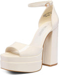 High Heels Chunky Block Platform Heels for Women - Strap Square Toe