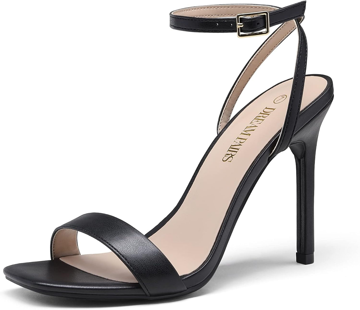 DREAM PAIRS Womens High Stilettos Open Square Toe Ankle Strap