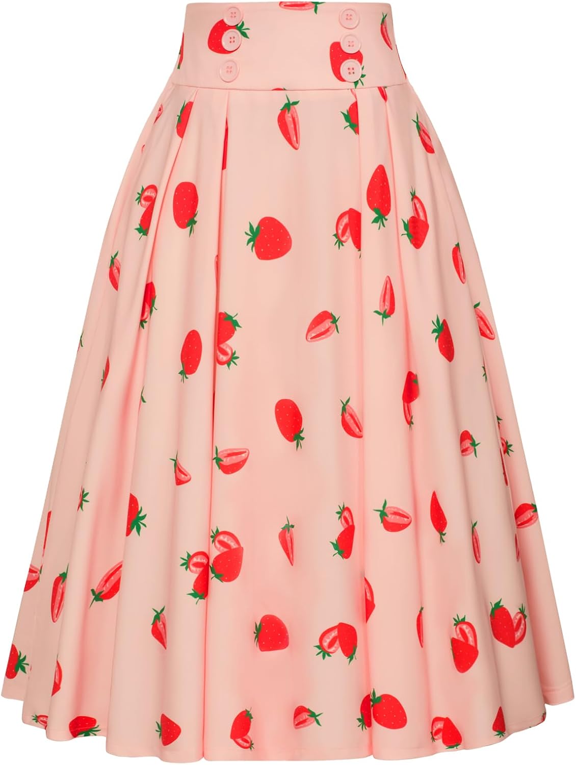 Belle Poque Women's Vintage High Waist Pleated Midi Skirt