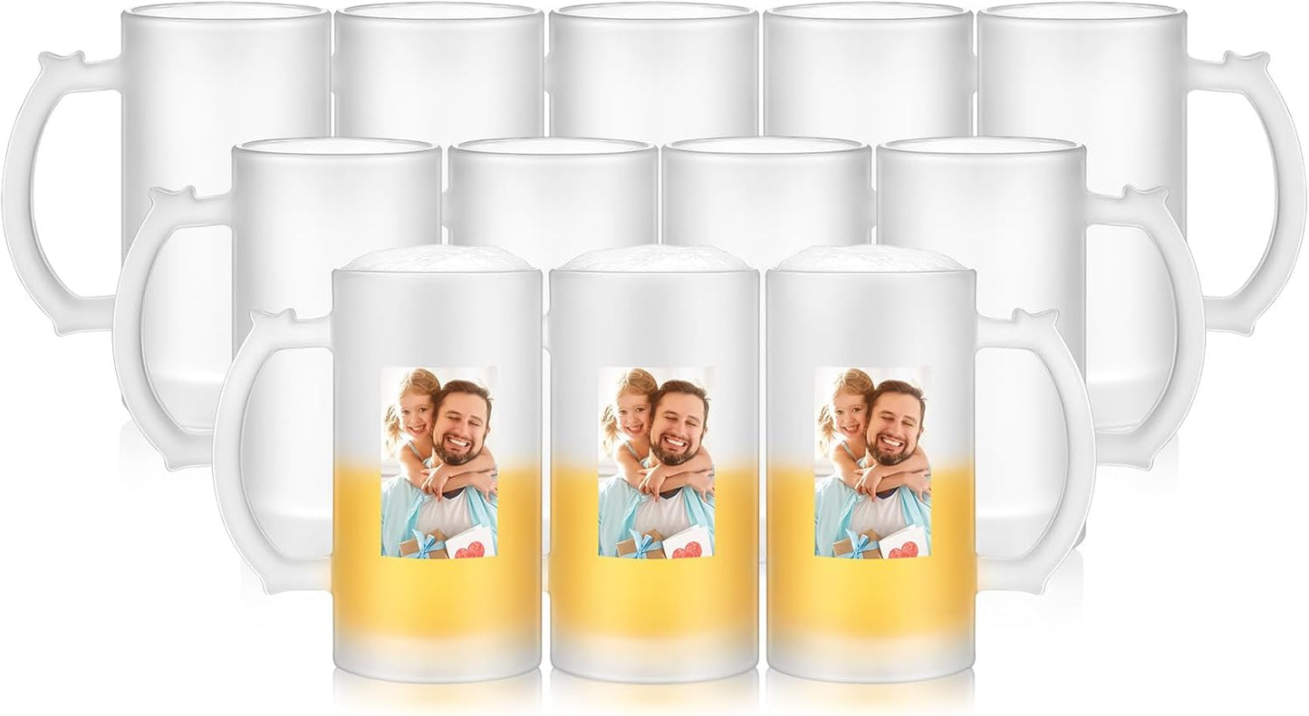 Mifoci 12 Pcs Sublimation Blank Beer Mugs for Personalization