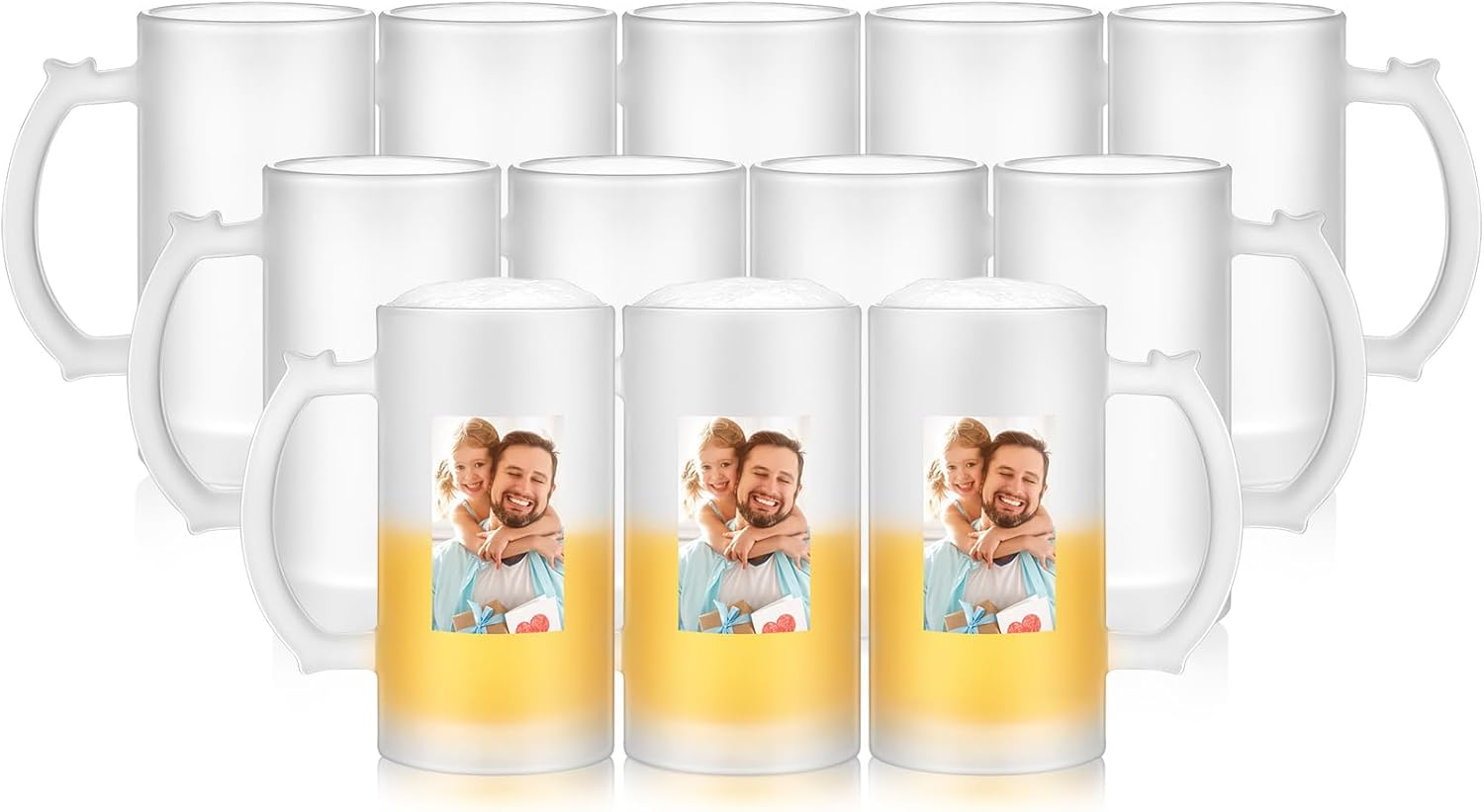 Mifoci 12 Pcs Sublimation Blank Beer Mugs for Personalization