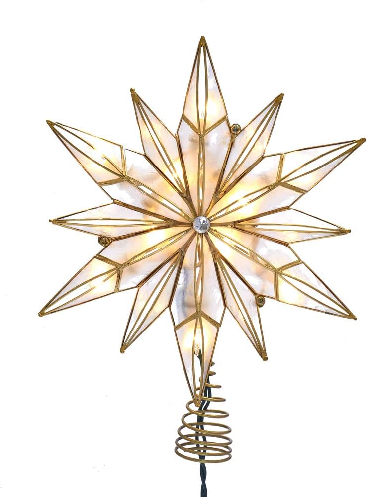 Kurt Adler 10-Light Capiz Star Treetop for Festive Decor