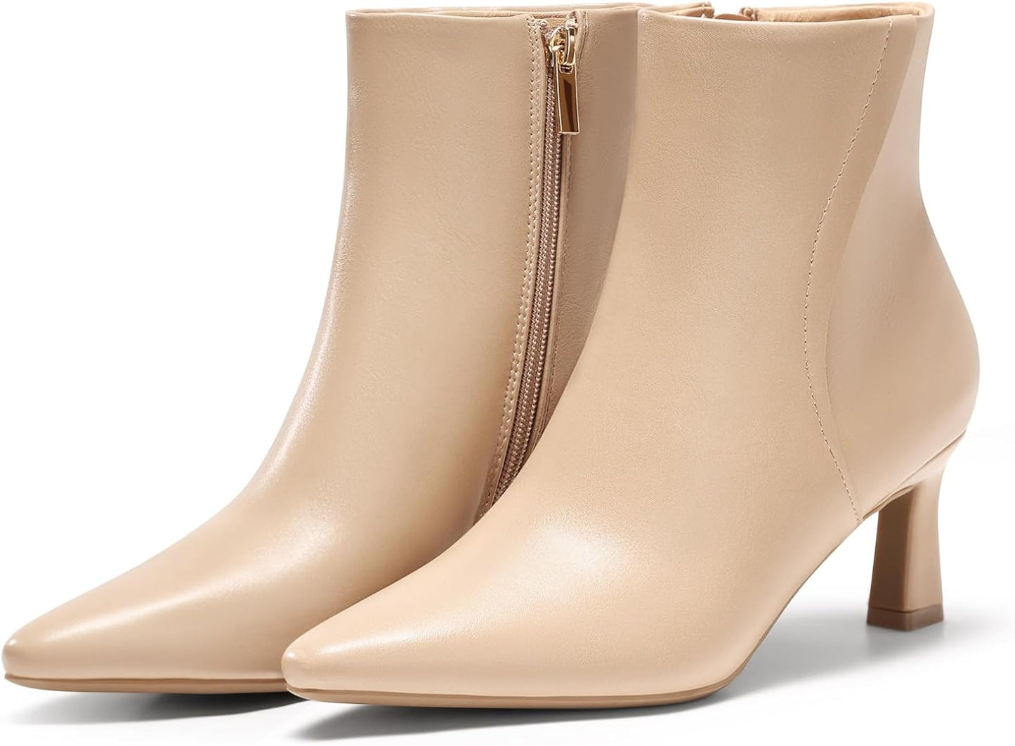 Coutgo Womens Ankle Boots with Kitten Low Heel for Winter