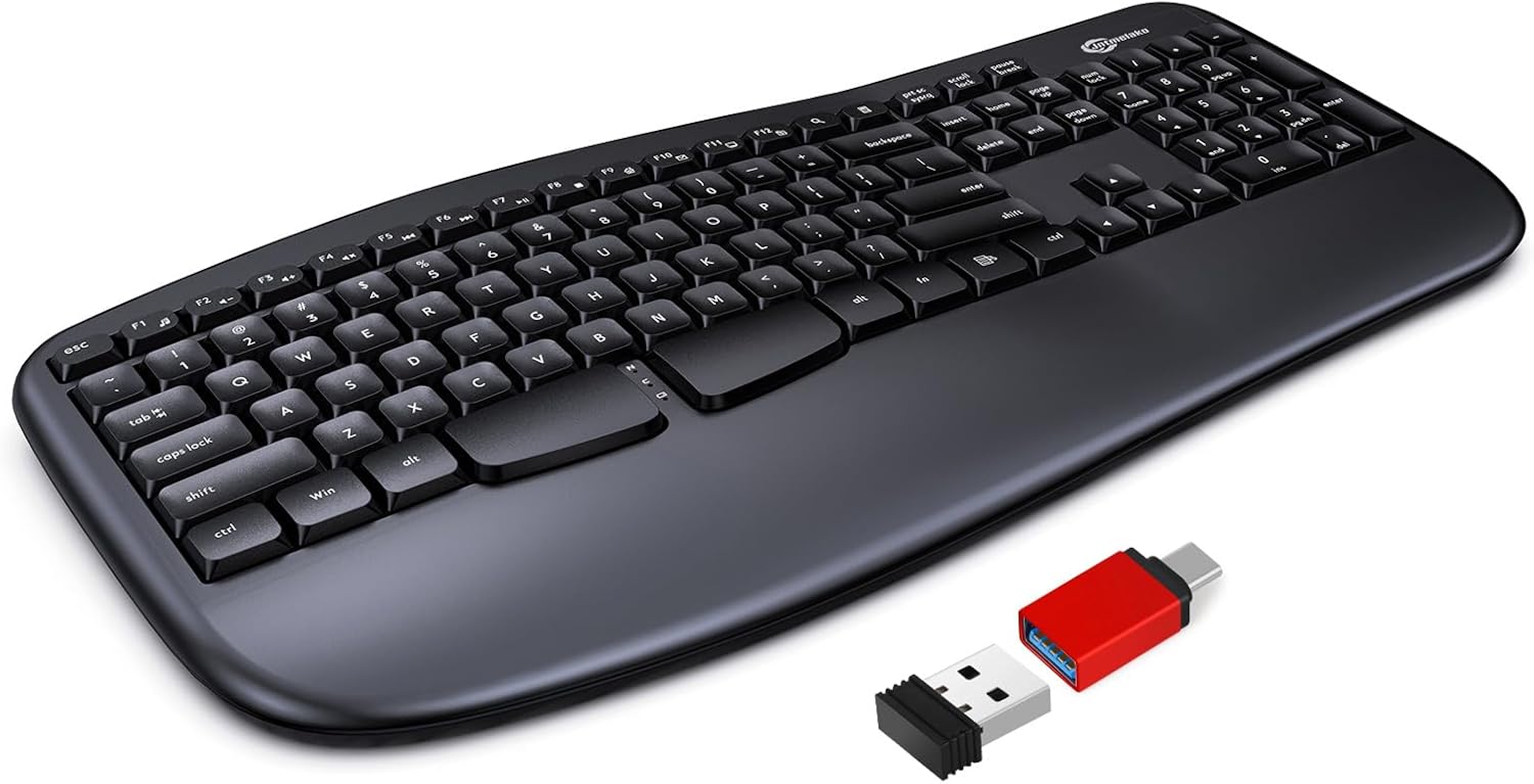 Jntmelako Wireless Ergonomic Keyboard with Wrist Rest