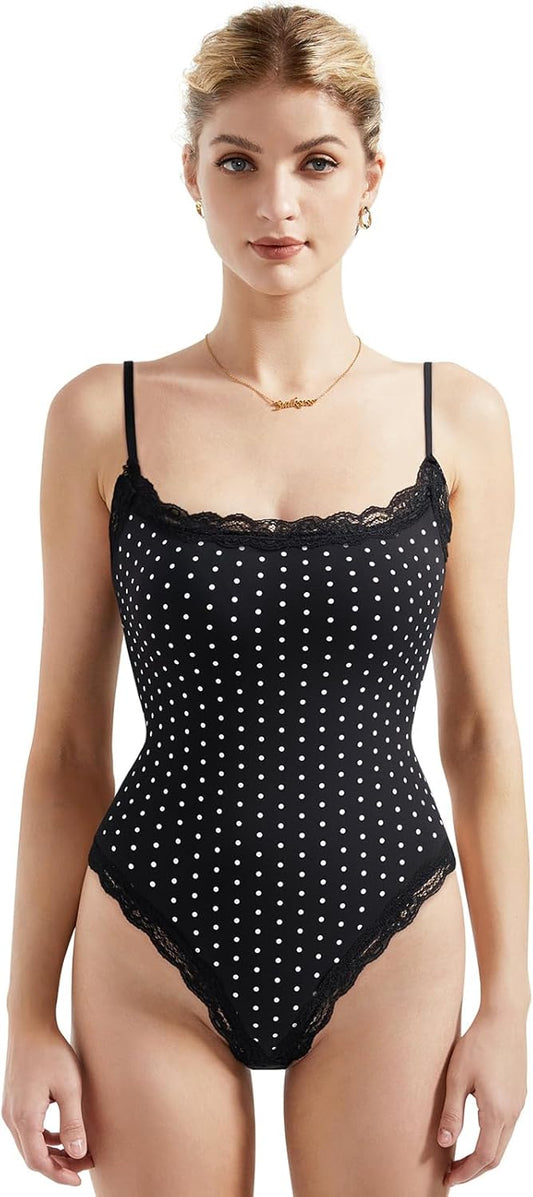SUUKSESS Women Square Neck Lace Bodysuit for Stylish Looks