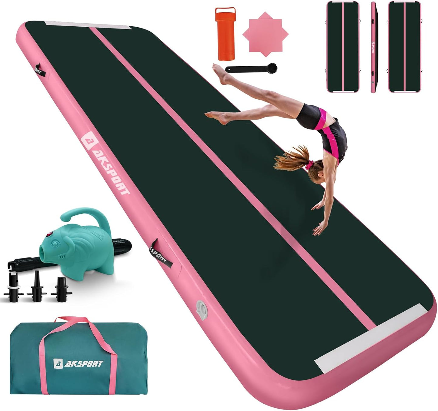 AKSPORT Inflatable Gymnastics Mat for Home Training and Cheerleading