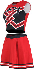 Women Cheerleader Costume 2-Piece Top and Skirt Set - Soft Stretch
