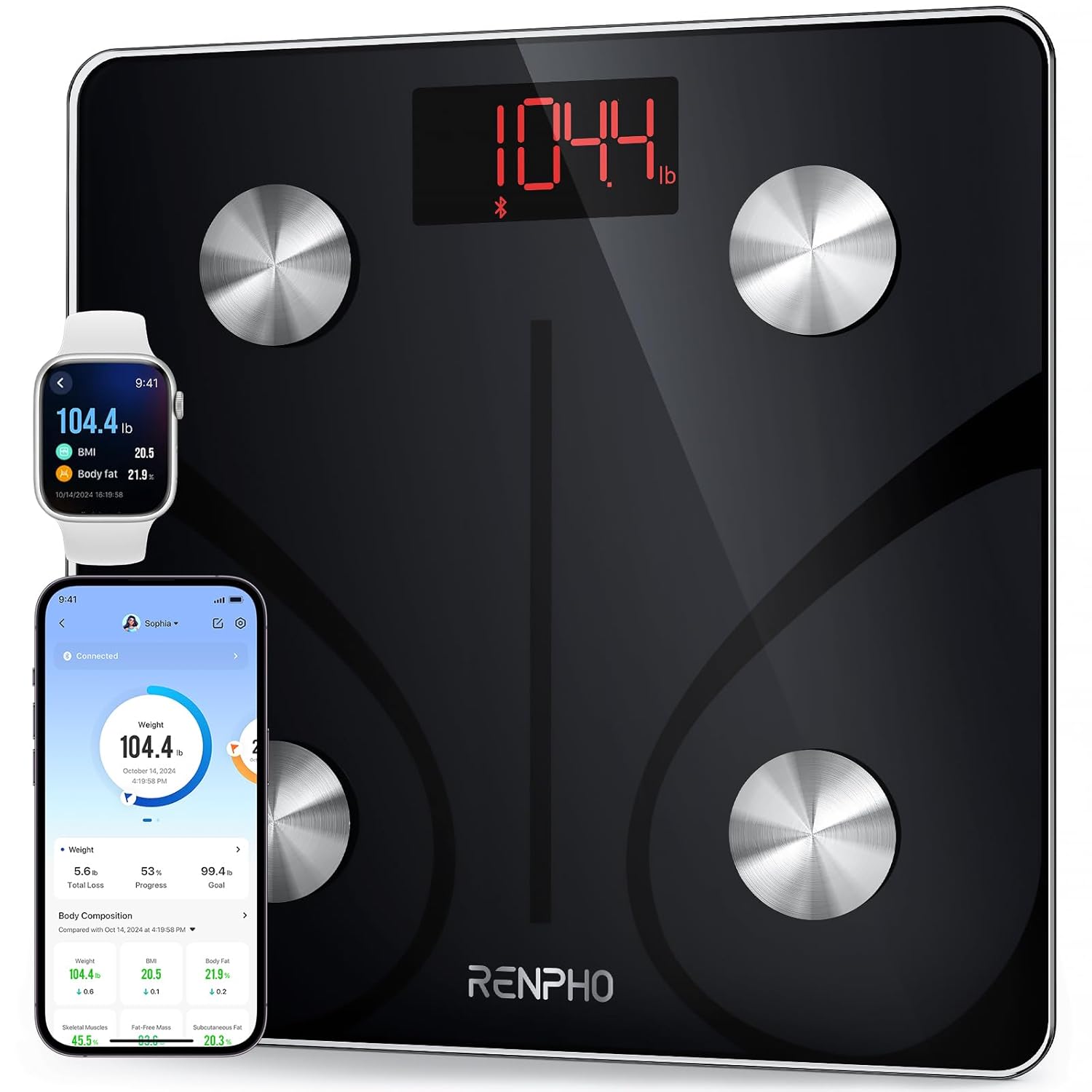 RENPHO Scale for Body Weight 500 lbs - Smart Bathroom Scale