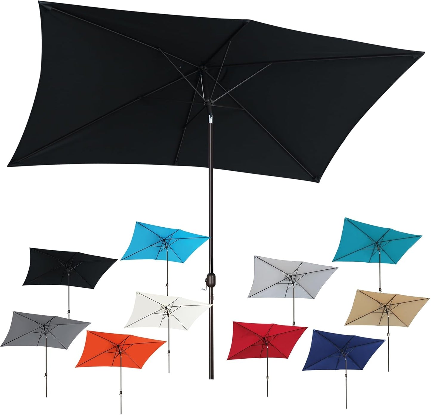 Blissun Rectangular Patio Umbrella with Crank and Tilt Features