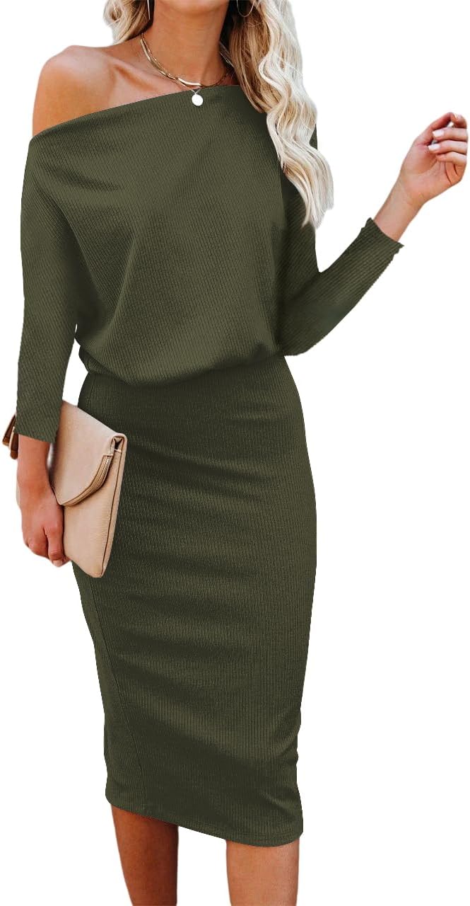 Ezbelle Women's Off The Shoulder Bodycon Midi Dress for Parties