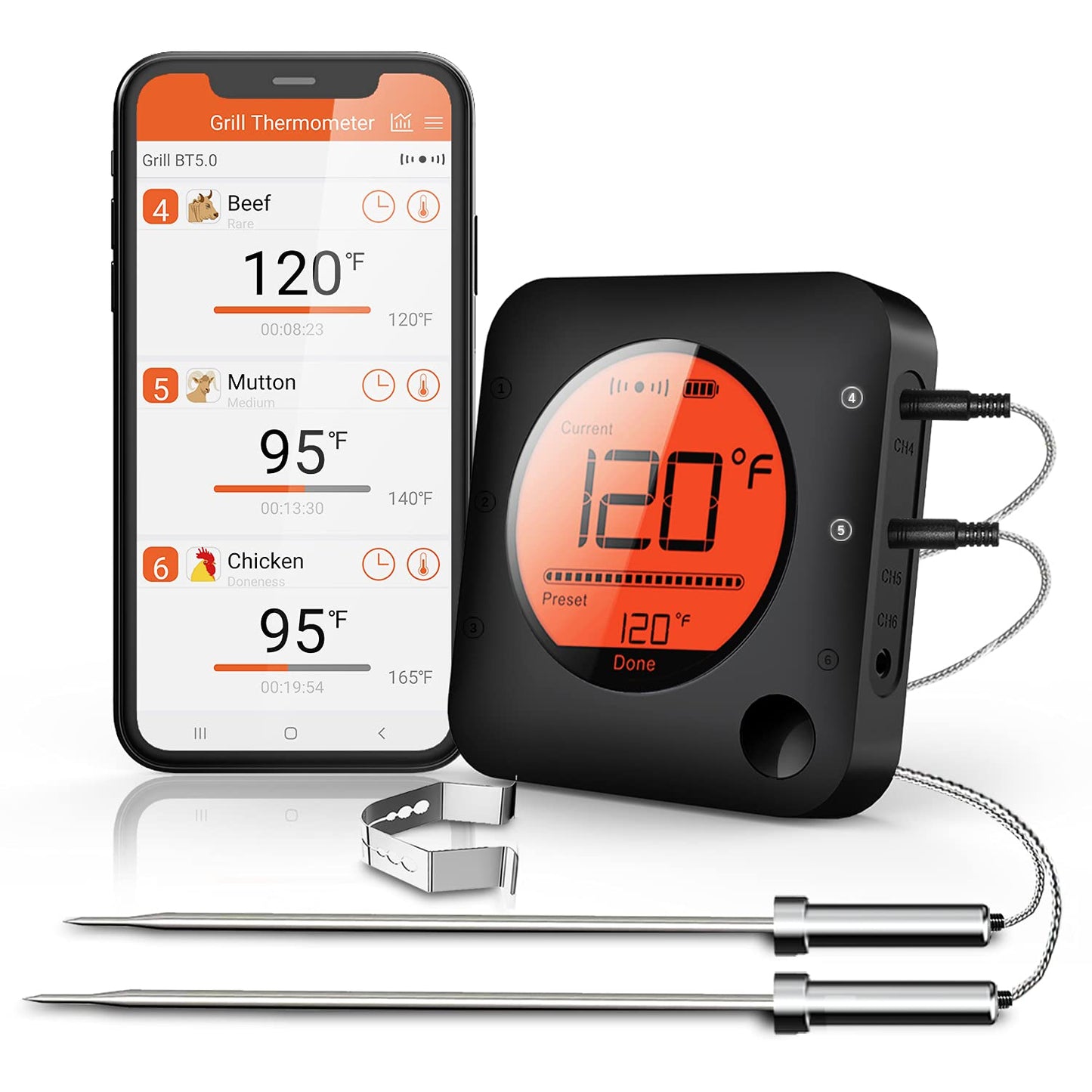 Wireless Dual Probe BBQ Thermometer - BFOUR