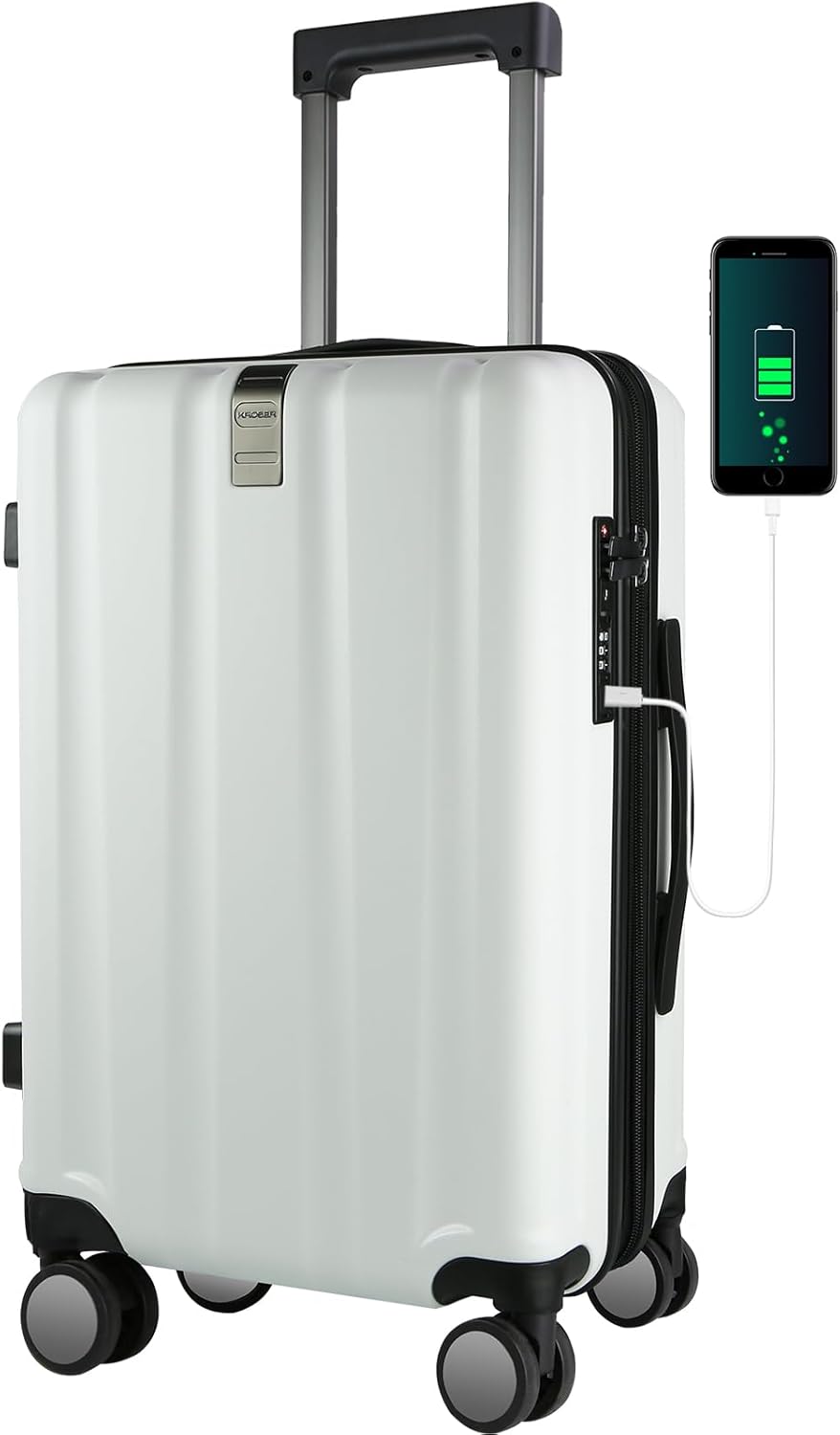 KROSER Hardside Expandable Carry On Luggage with USB Port