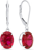 14K White Gold Oval Gemstone Drop Earrings for Elegant Women