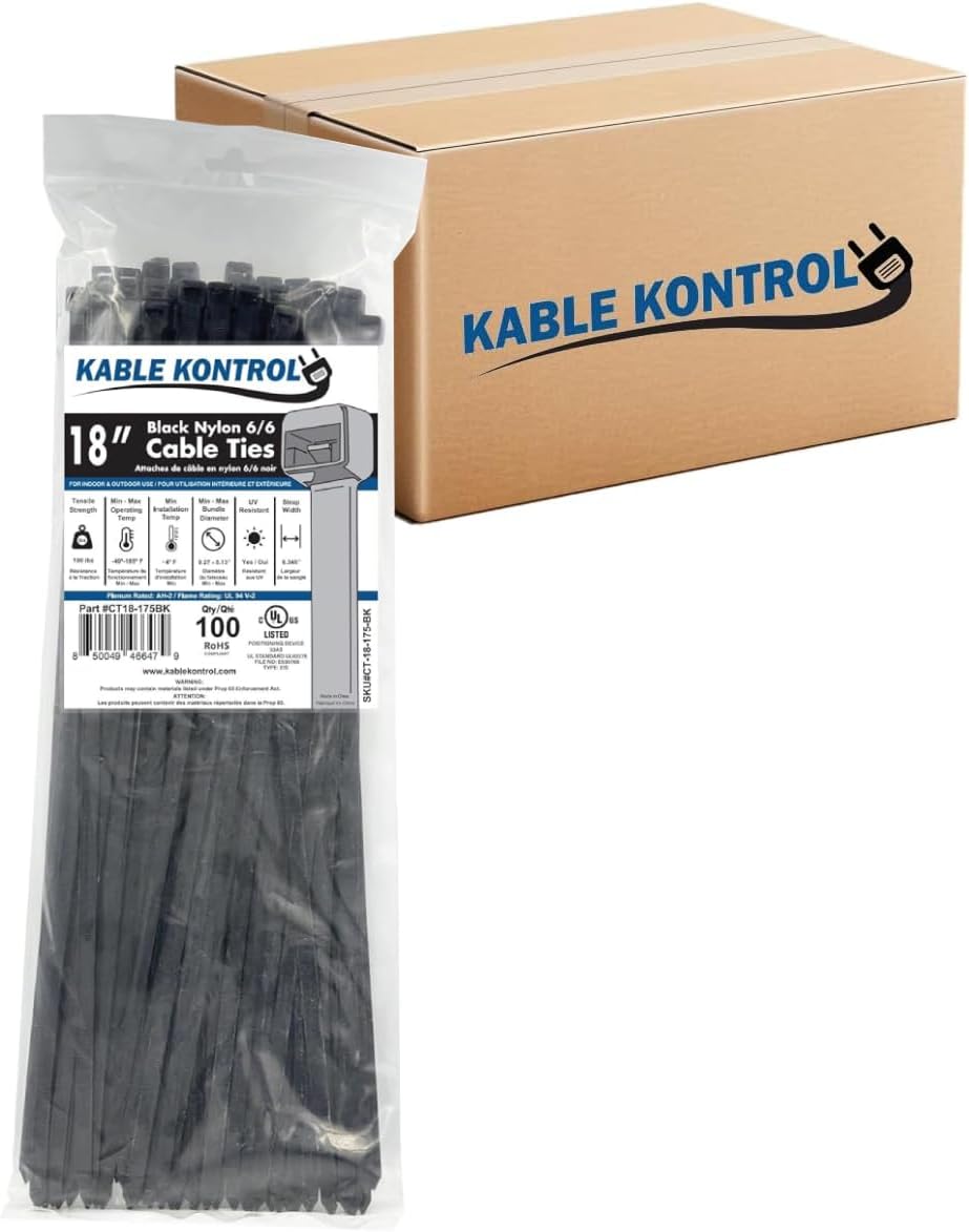 Kable Kontrol 18 Inch Cable Zip Ties - 1,500 Pcs for All Uses