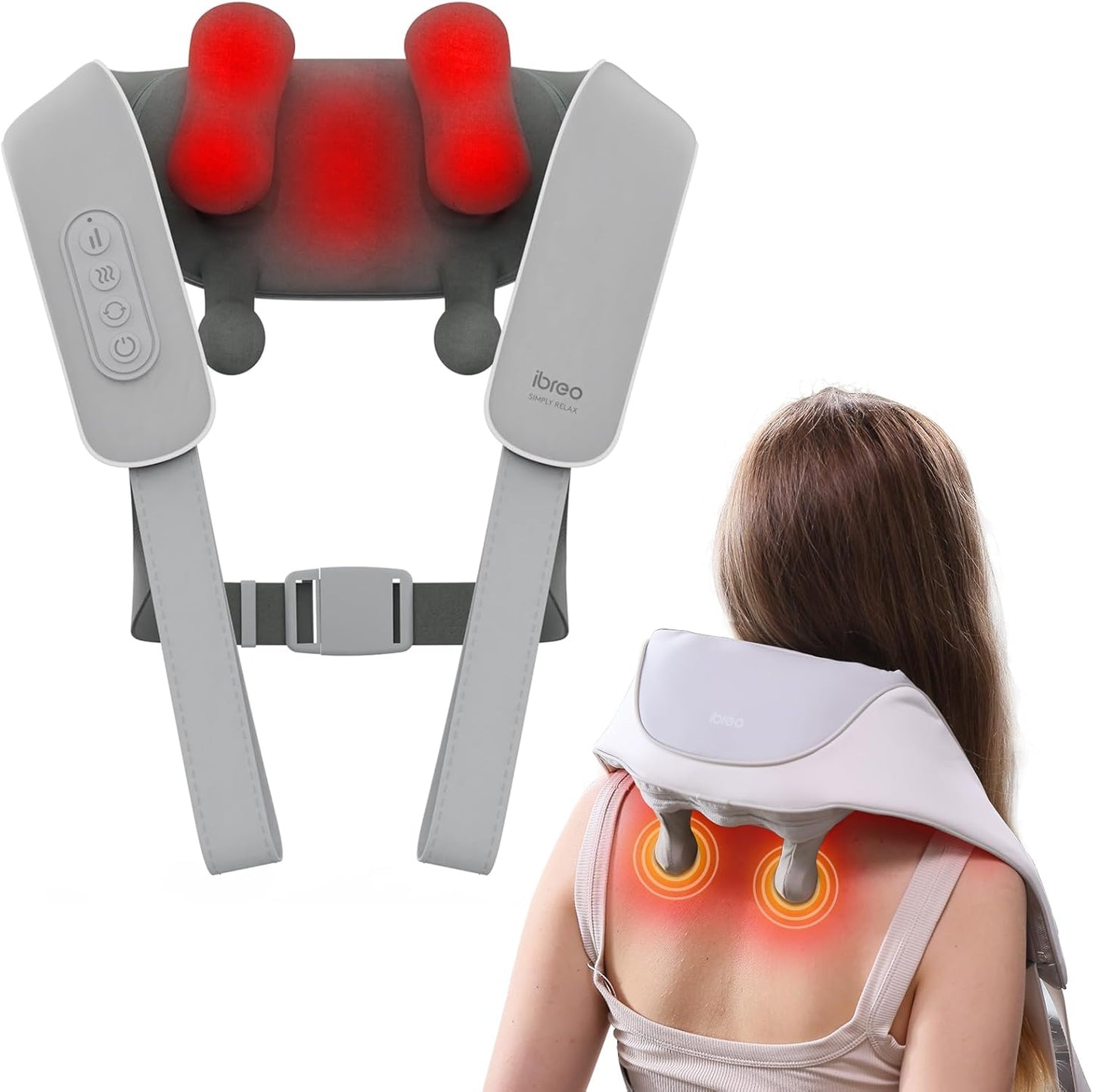 Cordless Shiatsu Neck and Back Massager with Heat for Relief