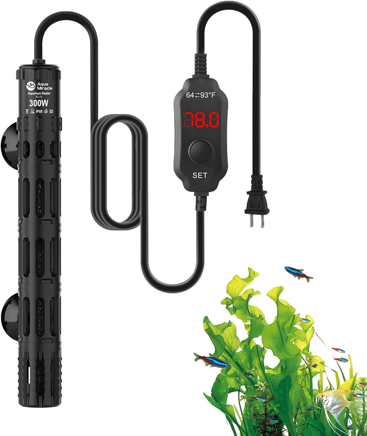 AquaMiracle 300W Submersible Heater: Precise Temp Control