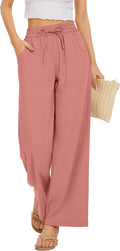 Women Wide Leg Palazzo Pants Drawstring Waist - Flowing Comfort