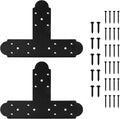 Black T Bracket Set of 4 for Wood Furniture Repair and Support