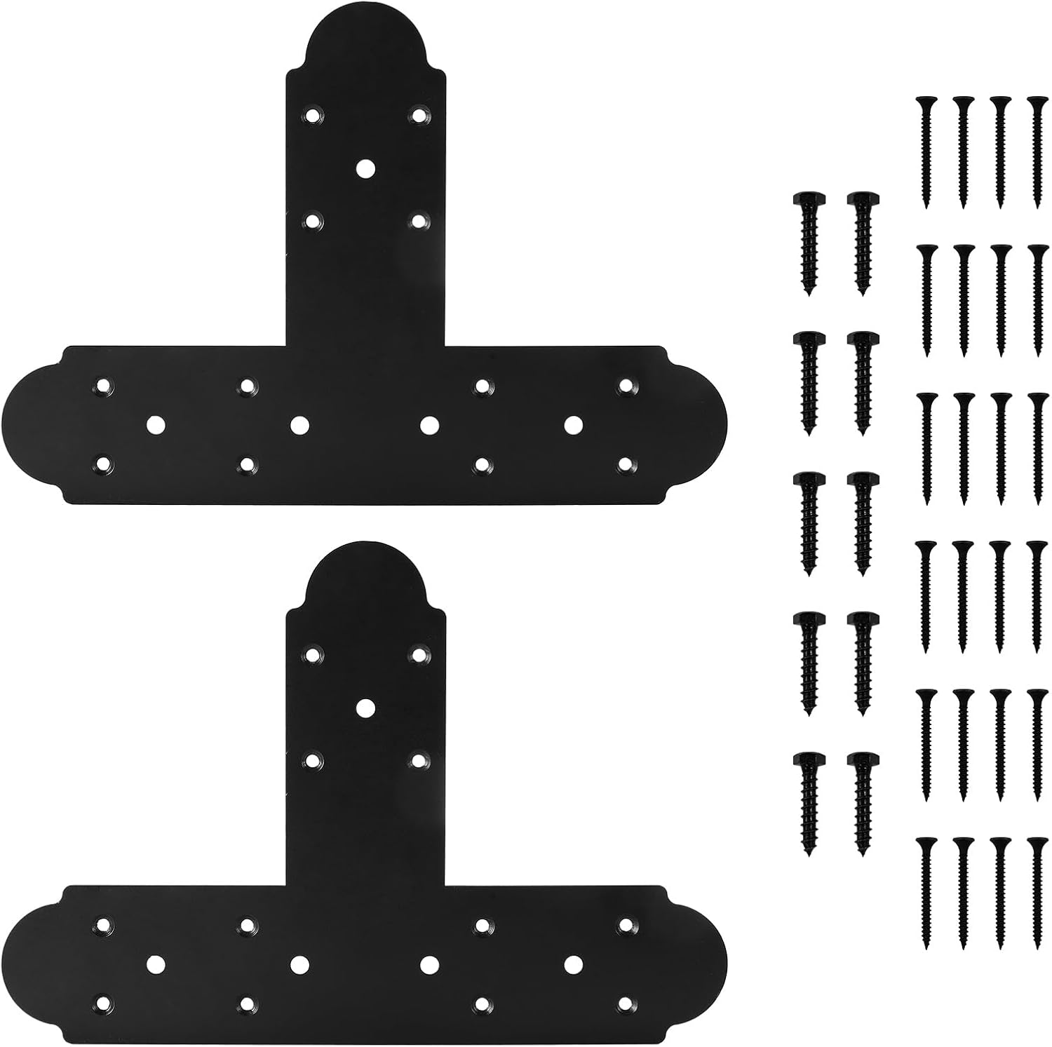 Black T Bracket Set of 4 for Wood Furniture Repair and Support