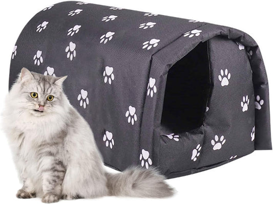 Fhiny Foldable Waterproof Outdoor Cat House - Warm Winter Shelter