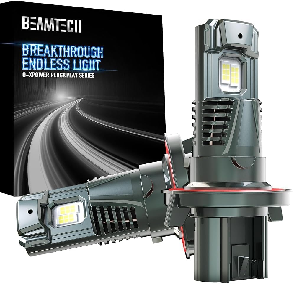 BEAMTECH H13/9008 Bulbs for Brighter 6500K Xenon White Light