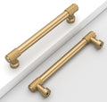 5in (128mm) Champagne Bronze Cabinet Pulls - Knurled Solid Metal