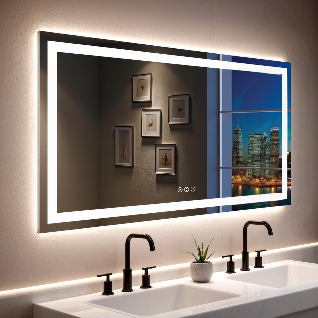 55inx 30in LED Bathroom Mirror with Lights for Modern Homes
