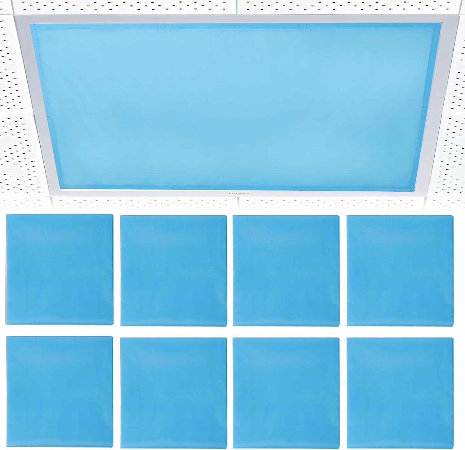 8 Pcs Fluorescent Light Covers for Ceiling Lights - Blue