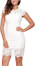 MEROKEETY Sleeveless Lace Floral Cocktail Dress - Elegant Knee Length