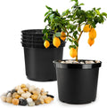 5 Gallon Pots with 10lbs Rocks - 12 in Sturdy Nursery Pots for Gardens
