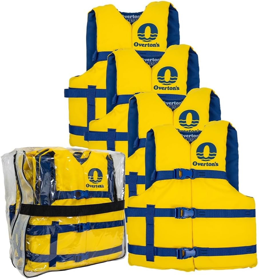 Overton's Universal Adult Life Jacket Pack of 4 for Safety