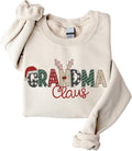 Christmas Claus Embroidery Sweatshirt for Women - Cozy Holiday Gift