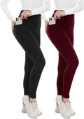 2 Pack Fleece Lined Leggings for Women - Thermal High Waisted Warm