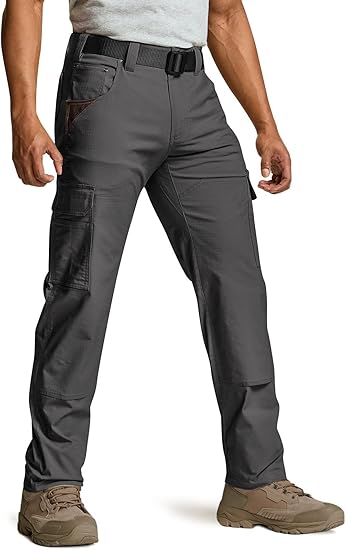 CQR Men's Flex Ripstop Work Pants for Tactical Outdoor Use