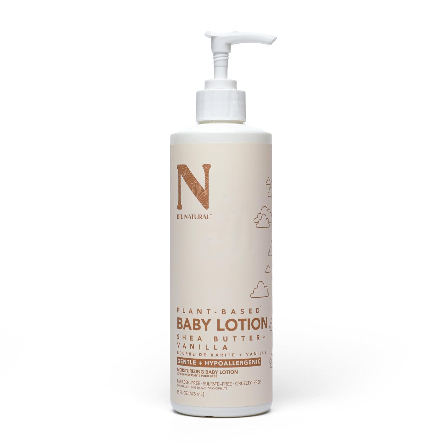 Dr. Natural Baby Lotion 16 oz - Non-Greasy, Hydrating Shea & Vanilla Blend