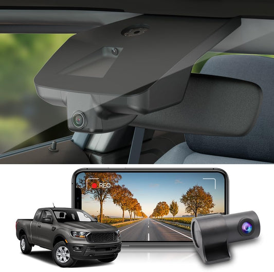 Fitcamx Front 2K+Rear 1080P Dash Cam for Ford Ranger 2019-2023