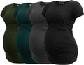 Smallshow Women's 4 Pack Maternity Shirts Short Sleeve - Stretchy