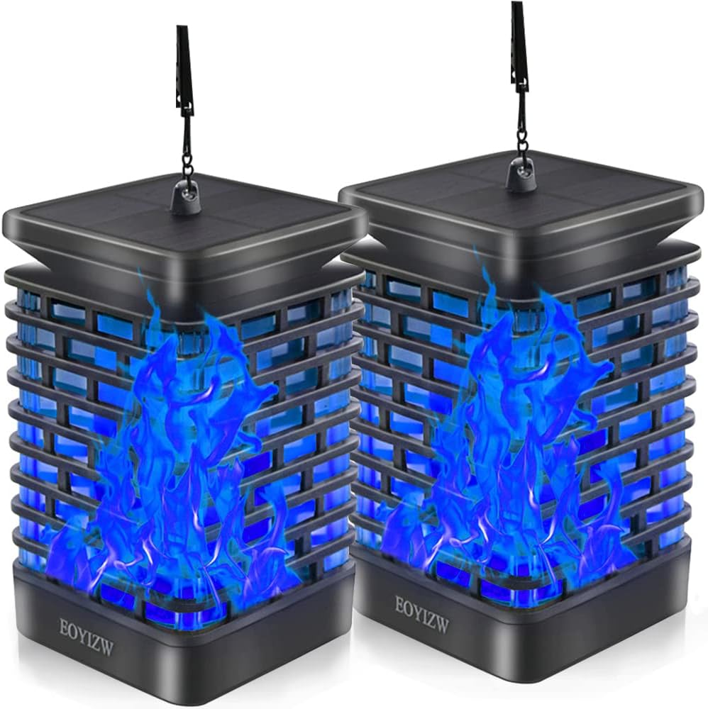 EOYIZW Solar Lights Outdoor - 99 LEDs Flickering Flame Lantern