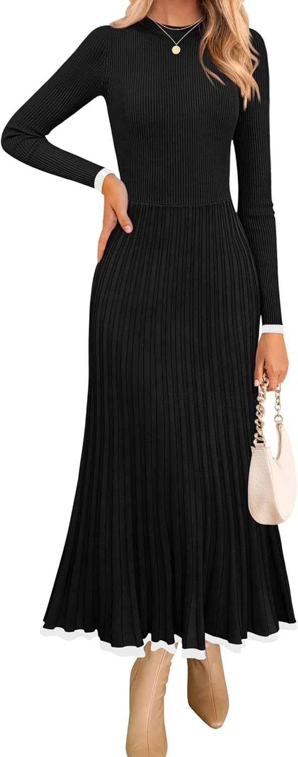 ZESICA Women's Long Sleeve Sweater Dress for Fall Weddings