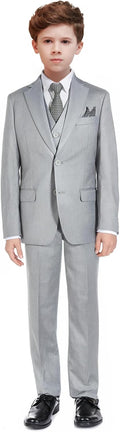 Boys Slim Fit Suit Set with Vest and Tie - Formal Ring Bearer Outfit