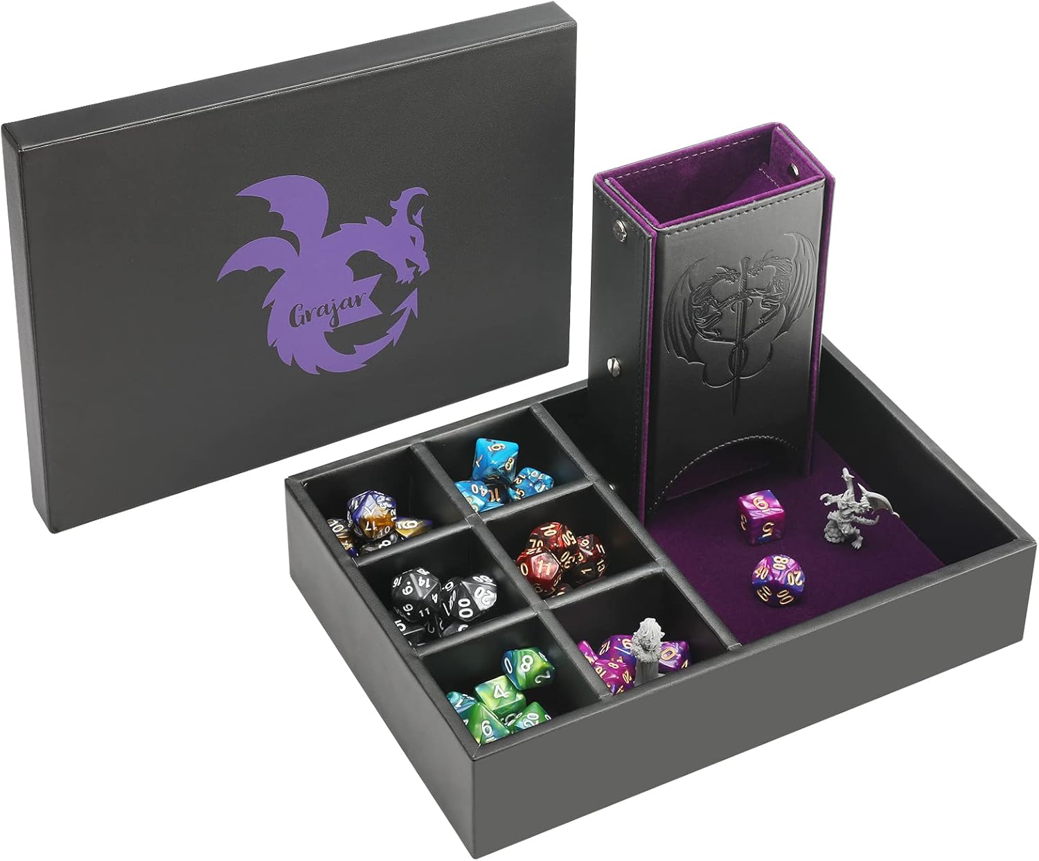 DND Dice Tray and Tower with Storage for Tabletop Games