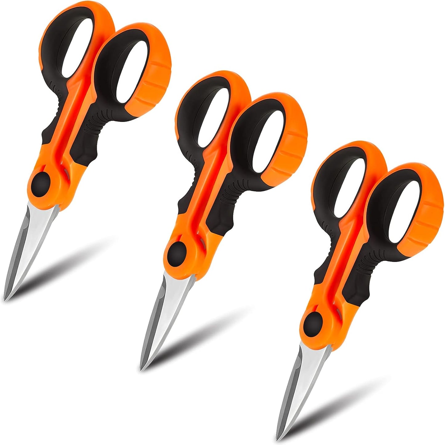 Honoson 3-Pc Heavy Duty Braid Scissors: Non-Slip Serrated Edge for Effortless Line Cutting