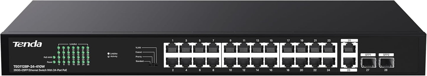 Tenda TEG1128P 24 Port Gigabit PoE Switch for Smart Networking