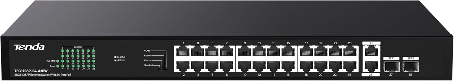 Tenda TEG1128P 24 Port Gigabit PoE Switch for Smart Networking