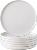 AmorArc Ceramic Plates Set of 6 8.5 in - Handcrafted Reactive White
