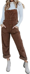 Corduroy Overalls for Women with Adjustable Straps - Baggy Bib